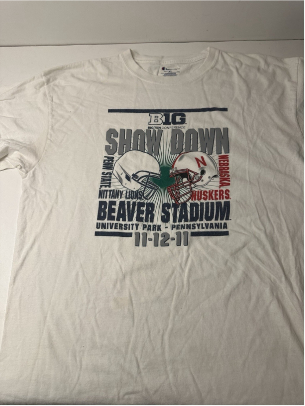 2011 Penn State vs Nebraska Show Down Beaver Stadium T Shirt Champion X